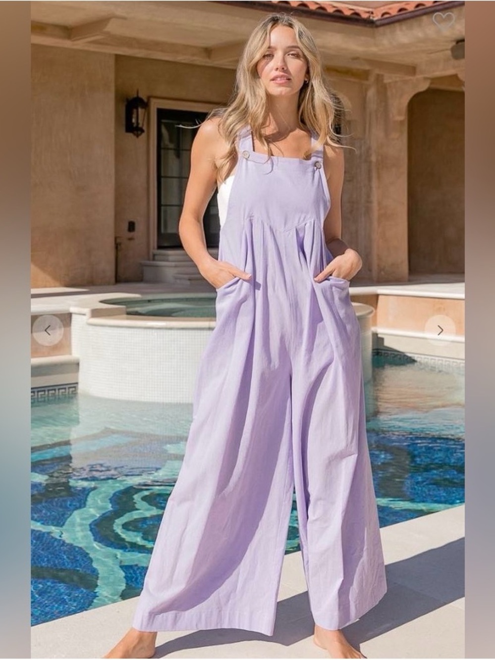 BiBi Lilac Wide-Leg Linen-Blend Overalls